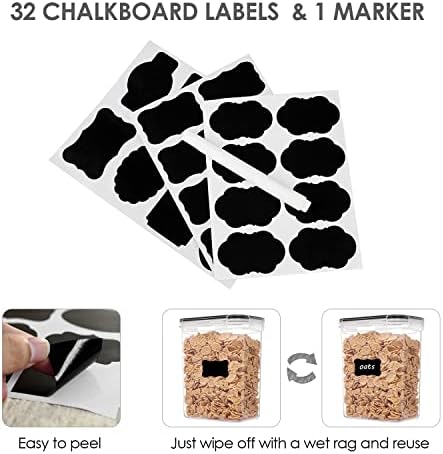 Vtopmart 32pcs Airtight Food Storage Containers Set, BPA Free Plastic Kitchen and Pantry Organization Canisters with Lids for Cereal, Dry Food, Flour and Sugar, Includes 32 Labels - Image 6