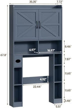 Vabches Over The Toilet Storage Cabinet with Barn Doors, Blue - Image 2