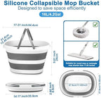 Collapsible Mop Bucket with Handle for Cleaning, 16L(4.2 Gallon) Silicone Square Mopping Bucket for Windows Cleaning or Car Washing, Cleaning Supplies Organizer Plastic Bucket for Storage - Image 2