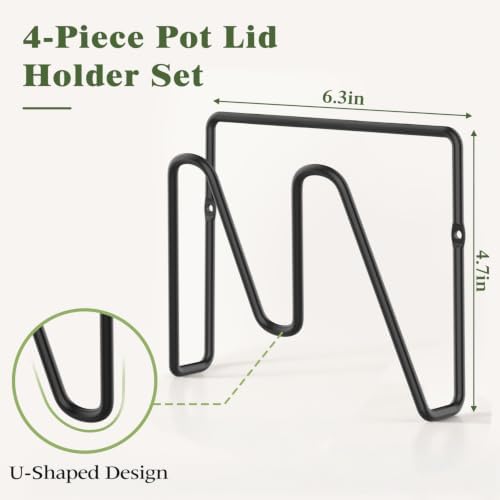 4 Pack Pot Lid Organizer Rack for Cabinet Door, No Drilling - Image 4