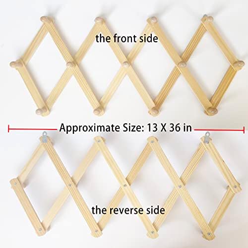AMAPON Accordion Wall Hanger Expandable Coat Hat Rack13 Peg Hook Mug Cap - Image 4