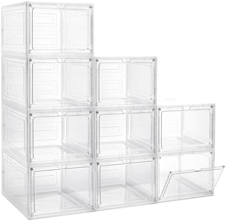 LXLXXL 9 Pack Storage Bins with Lids, 19 Qt Stackable Clear Storage Box by LXLXXL