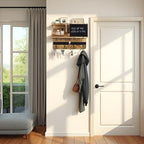 Key Holder Wall Mount with Shelf, Key Hooks for Wall, Wood Color - Image 4