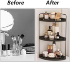 Fixwal 3 Tier Corner Bathroom Countertop Organizer Vanity Wood Shelf Black - Image 7
