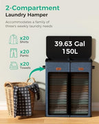 150L 2-Section Laundry Hamper with Lid – Removable Bag, Double Compartment Clothes Hamper for Bathroom, Bedroom, Dorm & Laundry Room - Image 5