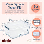 Tribello Plastic Storage Bins with Lids, Clear Stackable Storage Containers - 16 Qt - 2 Pack - Image 2