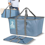 CleverMade Collapsible Laundry Tote, 50L Carry-All Tote, 2 Pack, Denim by CleverMade