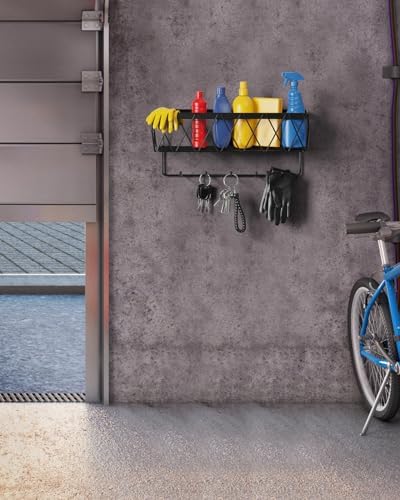 Key Holder Wall Mount Adhesive- Key and Mail Holder for Wall with 5 Hooks, Wall Mounted Mail Organizer and Key Rack, Modern Basket Key Hanger for Entryway, Home, Living Room Wall Decor, Black - Image 7