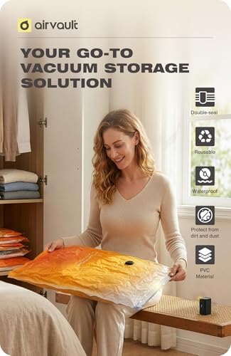AirVault Vacuum Storage Bags for Travel & Home - Space Saver Compression Packing Bags Set for Clothes, Blankets & Seasonal Storage, Small (4), Medium (8), Large (8) (Orange,20-Pack Combo) - Image 5