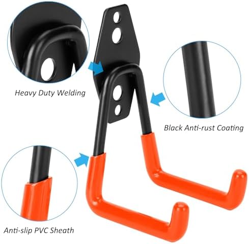 4 Pack Garage Hooks Heavy Duty - Supports 100 lbs(Orange) - Image 3