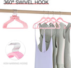 Pink Velvet Hangers 60 Pack, Slim Space Saving Suit Hangers for Closet Organizer, Rotating Silver Hook, Non Slip Clothes Felt Hanger Heavy Duty for Coat,Shirt, Pants, Camisole, Dress - Image 4