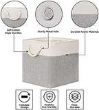 Bidtakay Fabric Basket Set - Large Square Organizer Bins, 13x13, Set of 3, White & Grey - Image 6