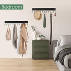 2-Pack Purse Organizer Wall-Mounted Rack & Belt Hanger, Wooden, 24 Hooks - Image 5