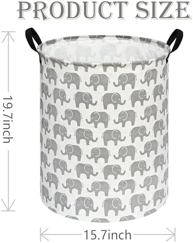Collapsible Kids Laundry Basket Clothes Hamper, Foldable Storage Organizer Bin, Toy Clothes Storage with Handles for Boys Girls Bedroom, Room Decor (Elephant) - Image 7