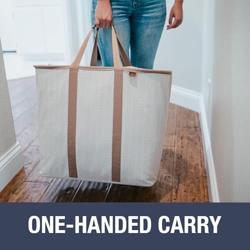 CleverMade Collapsible Laundry Caddy LUXE, 64L Pop-Up Hamper, 2 Pack, Navy - Image 3