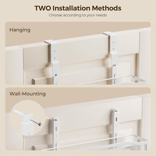 Delamu 8 Tier Over the Door Pantry Organizer, 2in1 Hanging or Wall Mount Spice Rack Seasoning, Adjustable Heavy-Duty Pantry Door Organizer and Storage for Kitchen Cabinet and Bathroom, 15.3" White - Image 6