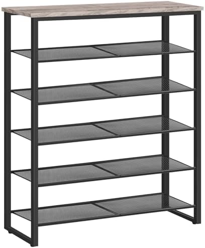 HOOBRO Shoe Rack, 6-Tier Shoe Organizer, for 18-24 Pairs of Shoes, Large Capacity Shoe Storage Shelf, for Entryway, Closet, Hallway, Dorm Room, Industrial, Greige and Black BG67XJ01G1 by HOOBRO