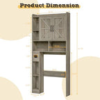 Vabches Over The Toilet Storage Cabinet with 2 Barn Doors, Grey - Image 2