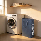 Narrow Laundry Hamper Skinny Laundry Basket 45L Denim Blue 21" - Image 4