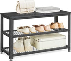 VASAGLE 3-Tier Shoe Rack, Storage Bench with Metal Mesh Shelves and Seat - Image 7
