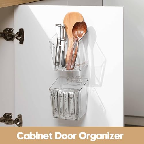 8-Pack Cabinet Door Organizer Adhesive, Hanging Storage Bins, Stick on Small Wall Basket, Makeup Organizer Caddy, Under Inside Cabinet Storage Container for Kitchen, Bathroom Organizer, Office, Dorm - Image 4
