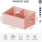 DIMJ Large Closet Shelf Organizer Bins 8 Packs with Handles and Divider, Fabric Trapezoid Storage Baskets, Foldable Clothes Containers Box for Shelf, Towel, Book, Toy, Purse, Hats, Pink - Image 2
