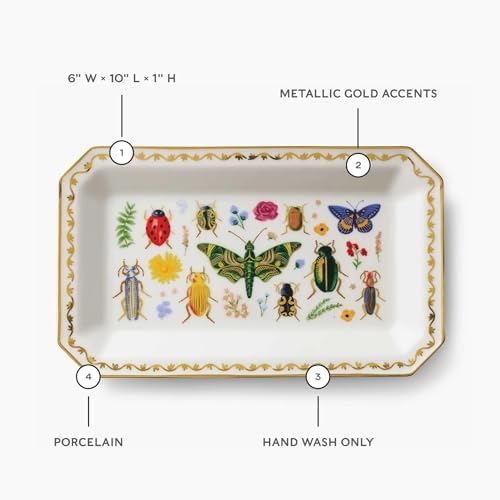 RIFLE PAPER CO. Curio Porcelain Large Catchall Tray, Gilded Accents & Rim - Image 2