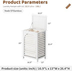 Laundry Hamper with Lid (16.9 * 13 * 26.5inches) Large Bamboo Laundry Bin Basket 85L Clothes Hamper with 1 Removable Bag Storage baskets for Bathroom (White) - Image 2