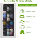 Baseball Hat Rack, 27 Pocket Over-The-Door Hat Organizer with Clear Deep Pockets to Display Baseball Caps Collection, Complete with 3 Over Door Hooks (Black, 27 Pockets) - Image 4