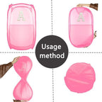 Collapsible Pop Up Laundry Hamper, Extra Large with Removable Initial Letter A, Mesh Foldable Laundry Basket, 28" x 16" x 16" (Pink) - Image 4