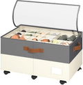 Foyego Shoe Organizer for Closet, with Wheels, Beige and Grey by Foyego