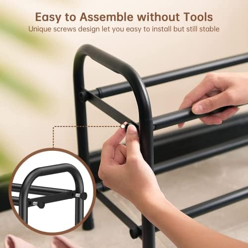 Gonfoam Expandable 2-Tier Shoe Rack for Closet and Entryway, Black - Image 3