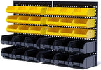 KJE 30PCS Wall Mounted Storage Bins, Plastic Tool Organizer for Garage Storage, Screws, Nuts, Bolts, Small Hardware Parts -Black, Yellow by KJE