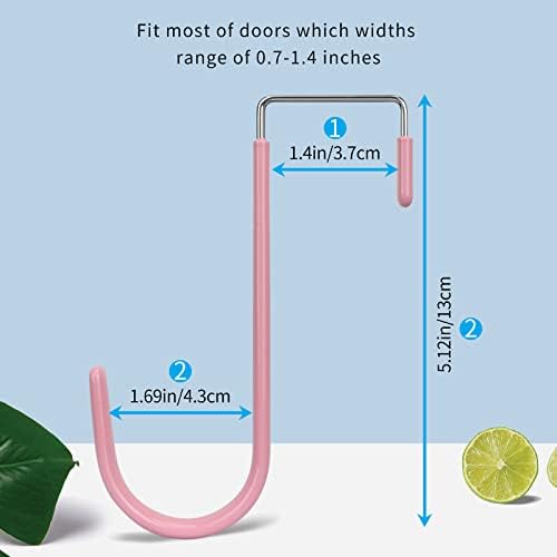 FYY Over the Door Hooks, Single-Hanger 4 Pack, Fits Doors 1 3/8" Pink - Image 2