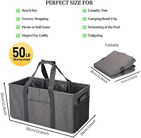 Joyfol Day Extra Large Utility Tote Bag, Reusable Grocery Bags Foldable,Upgraded Metal Frame, With Sturdy Handles Reinforced Bottom Heavy Duty Oxford Fabric Moving Shopping Bags, Gray - Image 5