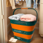 SAMMART 38L(10 Gal) Collapsible Laundry Basket - Foldable Pop-Up Storage Container/Organizer-Portable Space Saving Hamper, Measure 17.5x13.3x15.7/3.8" Expanded/Collapsed (1, Teal Green/Autumn Leaf) - Image 4