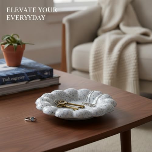 Home Organizers, Ceramic Catchall Tray for Jewelry and Keys, 7.3 Inch Square Decorative Dish for Vanity or Entryway (1 Piece) - Image 2