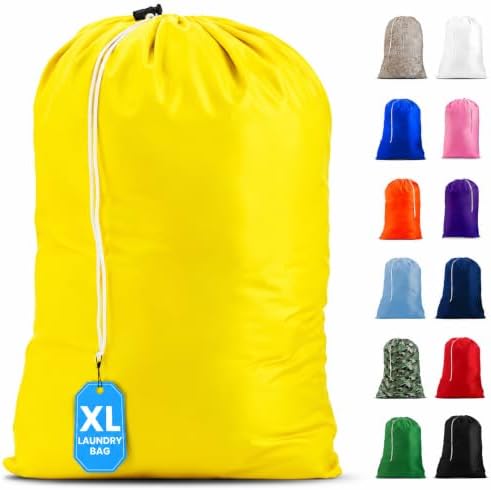 XL Nylon Laundry Bag 30" x 40", Heavy Duty 60 lb Capacity, Yellow by Handy+Laundry