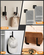 Hat Rack for Hat Storage (8-Pack), Multi-Purpose Hat Organizer, Strong Adhesive Hat Hooks for Wall Hat Organizer for Baseball Caps, Two Mounting Options Hat Hook, Black - Image 4