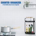 Corner Bathroom Counter Organizer, 2 Tier Bathroom Sink Shelf - Image 3