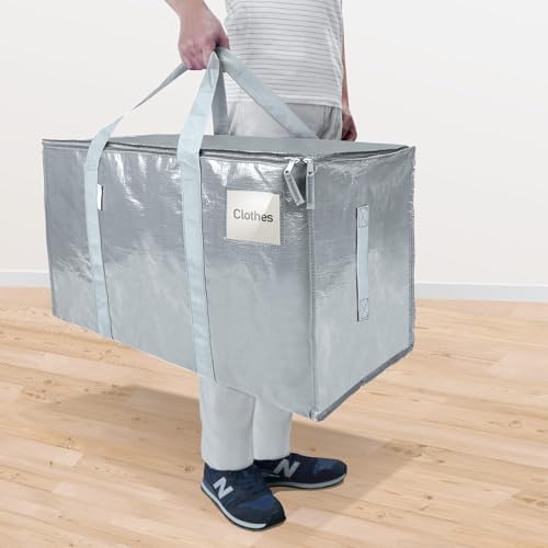 TICONN 8 Pack Extra Large Moving Bags Heavy Duty with Zippers & Carrying Handles, Durable Storage Bags Moving Boxes for Closet Organizers and Storage (8 Pack, Light Grey) - Image 2