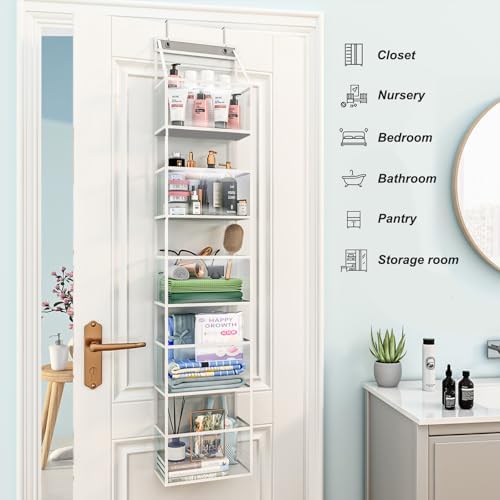 Fixwal 5-Shelf Over The Door Hanging Pantry Organizer, Room Organizer with Clear Plastic Pockets, 25lb Ultra Sturdy & Large Capacity for Closet, Bedroom, Nursery, Bathroom and Sundries - Image 6