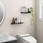 Danpoo 16 inch Metal Floating Shelves for Wall Organizer & Storage, Display Shelves for Bathroom, Living Room, Kitchen, Bedroom(Matte Black, 2-Pack) - Image 5