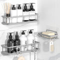 YASONIC Shower Caddy Adhesive, Rustproof Shower Organizer with Soap Holder, Large Capacity Shower Shelves for Inside Shower, No Drilling Bathroom Organizers and Storage for Home Decor（3 Pack Grey） by YASONIC