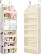 LAMU Over the Door Organizer, Large Capacity Behind the Door Storage with Clear PVC Windows, Heavy Duty Stuffed Animal Storage for Dorm Nursery Bedroom Closet Bathroom Pantry Shoes, 4 Tier Cream White by YourHome-OrganizationHelper
