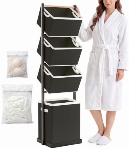 4-Tier Laundry Hamper Sorter, Vertical Laundry Sorter with Removable Basket by Unknown