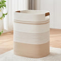 AINUOQI Laundry Basket with Handles - Blanket Basket & Hampers for Bedroom Aesthetic, Laundry Hamper & Blanket Storage for Living Room, Clothes Hamper, Tall, Large 17" x 14" x 22”, Off-white by AINUOQI