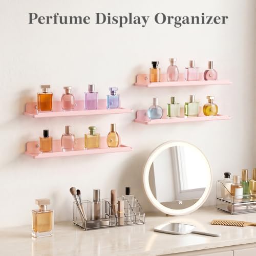 Lifewit Acrylic Floating Shelves for Bathroom 14" Pink, 4 Pack - Image 6