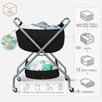 STORAGE MANIAC Collapsible Laundry Cart with Wheels 31.5"H Rolling Laundry Hamper Clothes Basket with Wheels, Canvas Liner Sturdy Steel Frame Folding for Small Narrow Space Easy Storage, Black - Image 4