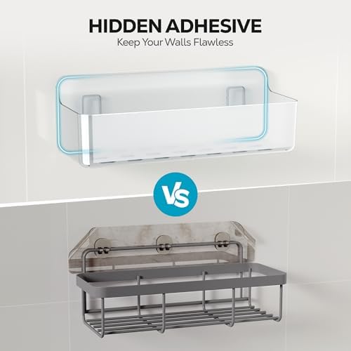 Nieifi Adhesive Shower Shelves, Clear, 3 Pieces - Image 6